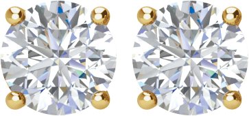 14K Gold Natural Diamond Round 4-Prong Stud Earrings – 3.9-5.75mm Stones - Yellow Gold - view 4