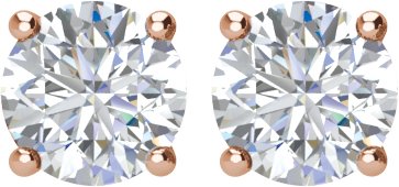 14K Gold Natural Diamond Round 4-Prong Lightweight Stud Earrings - Rose Gold - view 6