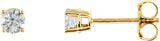14K Gold Natural Diamond Round 4-Prong Lightweight Stud Earrings - Yellow Gold - view 9