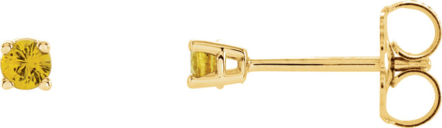 14K Gold Natural Yellow Sapphire Round 4-Prong Lightweight Stud Earrings - Yellow Gold - view 9