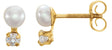 14K Gold Cultured White Freshwater Pearl & White Cubic Zirconia Youth Accented Pearl Earrings
