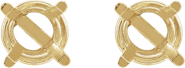 14K Gold Natural Aquamarine Round 4-Prong Lightweight Stud Earrings - Yellow Gold - view 10