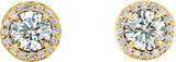 14K Gold Natural Diamond Round 4-Prong Halo-Style Earrings – 3.5-5mm Stones - Yellow Gold - view 6