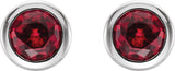 14K Gold Natural Ruby Round Bezel-Set Birthstone Stud Earrings - White Gold - view 6