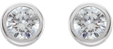 14K Gold Natural Diamond Round Bezel-Set Birthstone Stud Earrings - White Gold - view 6