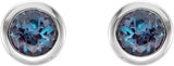 Platinum Lab-Grown Alexandrite Round Bezel-Set Birthstone Stud Earrings - view 6