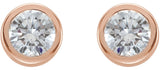 14K Gold Natural Diamond Round Bezel-Set Birthstone Stud Earrings - Rose Gold - view 6