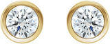 14K Gold Natural Diamond Round Bezel-Set Birthstone Stud Earrings - Yellow Gold - view 6