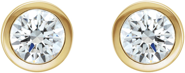14K Gold Natural Diamond Round Bezel-Set Birthstone Stud Earrings - Yellow Gold - view 6