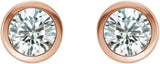 14K Gold Natural Diamond Round Bezel-Set Birthstone Stud Earrings - Rose Gold - view 6