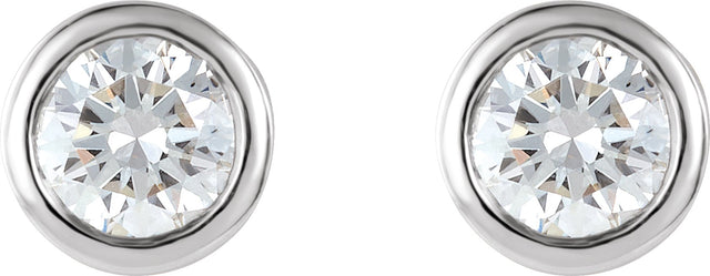 Platinum Natural Diamond Round Bezel-Set Stud Earrings - view 4