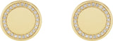 14K Gold Round Natural Diamond Accented Engravable Earrings - Yellow Gold - view 4