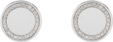14K Gold Round Natural Diamond Accented Engravable Earrings - White Gold - view 4