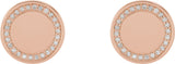 14K Gold Round Natural Diamond Accented Engravable Earrings - Rose Gold - view 4