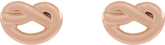 14K Gold Knot Earrings - Rose Gold - view 2