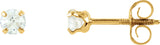14K Gold White Cubic Zirconia Round 4-Prong Youth Stud Earrings