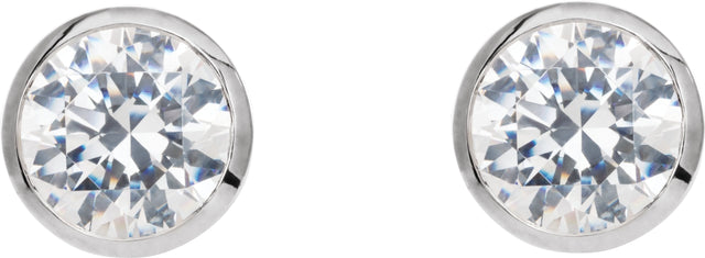 14K Gold Lab-Grown Diamond Round Bezel-Set Cocktail-Style Stud Earrings - White Gold - view 6
