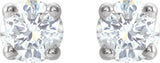 14K Gold Natural Diamond Round 4-Prong Lightweight Stud Earrings – 3-6.3mm Stones - White Gold - view 10
