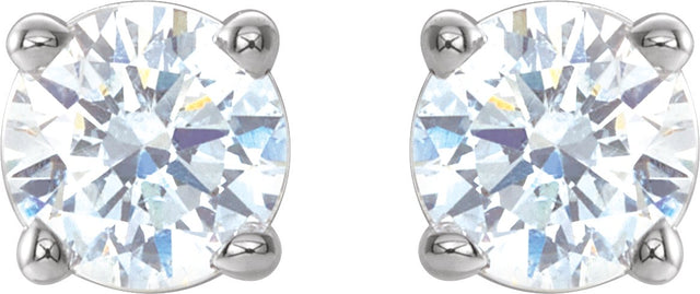Platinum Natural Diamond Round 4-Prong Lightweight Stud Earrings - view 6