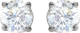 Platinum Natural Diamond Round 4-Prong Lightweight Stud Earrings - view 10