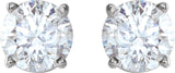 14K Gold Natural White Sapphire Round 4-Prong Lightweight Stud Earrings - White Gold - view 10