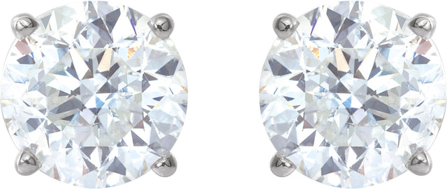 14K Gold Lab-Grown Moissanite Round 4-Prong Lightweight Stud Earrings - White Gold - view 10