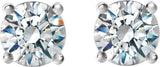 14K Gold Natural Diamond Round 4-Prong Cocktail-Style Stud Earrings - White Gold - view 4