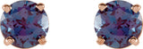 14K Gold Lab-Grown Alexandrite Round 4-Prong Lightweight Stud Earrings – 2.5-8mm Stones - Rose Gold - view 10