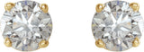 14K Gold Natural Diamond Round 4-Prong Lightweight Stud Earrings - Yellow Gold - view 10