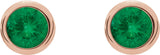 14K Gold Lab-Grown Emerald Round Bezel-Set Birthstone Stud Earrings - Rose Gold - view 6