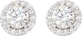 Platinum Natural Diamond Round 4-Prong Halo-Style Earrings – 4-6mm Stones - view 8