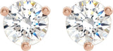 14K Gold Lab-Grown Moissanite Round 3-Prong Stud Earrings - Rose Gold - view 2
