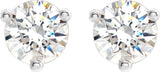 14K Gold Lab-Grown Moissanite Round 3-Prong Stud Earrings - White Gold - view 2