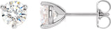 Platinum Lab-Grown Moissanite Round 3-Prong Stud Earrings