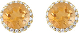 14K Gold Natural Citrine Round 4-Prong Halo-Style Earrings – 3-6mm Stones - Yellow Gold - view 6