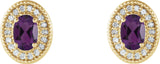14K Gold Natural Diamond Oval 4-Prong Halo-Style Earrings - view 4