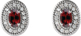 14K Gold Natural Mozambique Garnet & Natural Diamond Oval 4-Prong Halo-Style Earrings - White Gold - view 4