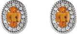 14K Gold Natural Citrine & Natural Diamond Oval 4-Prong Halo-Style Earrings - White Gold - view 4