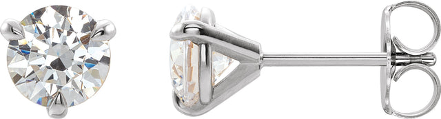 Platinum Lab-Grown Moissanite Round 3-Prong Claw Cocktail-Style Stud Earrings - view 3