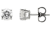 14K Gold White Cubic Zirconia Round 4-Prong Stud Earrings - White Gold