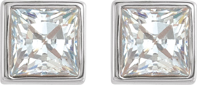 Platinum Natural Diamond Square Bezel-Set Stud Earrings - view 6