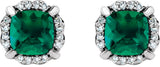 14K Gold Natural Aquamarine & Natural Diamond Cushion 4-Prong Halo-Style Birthstone Earrings - view 8