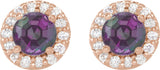 14K Gold Lab-Grown Alexandrite Round 4-Prong Halo-Style Earrings – 3-8mm Stones - Rose Gold - view 8