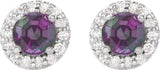 14K Gold Lab-Grown Alexandrite Round 4-Prong Halo-Style Earrings – 3-8mm Stones - White Gold - view 8