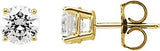 14K Gold White Cubic Zirconia Round 4-Prong Stud Earrings - Yellow Gold