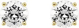 14K Gold White Cubic Zirconia Round 4-Prong Stud Earrings - Yellow Gold - view 2