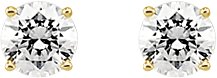14K Gold White Cubic Zirconia Round 4-Prong Stud Earrings - Yellow Gold - view 2