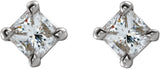 Platinum Natural Diamond Square 4-Prong Stud Earrings – 3x3mm - view 4