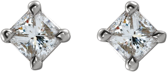 Platinum Natural Diamond Square 4-Prong Stud Earrings – 3x3mm - view 4