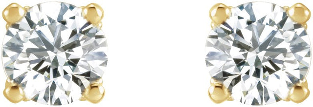 14K Gold Lab-Grown Diamond Round 4-Prong Stud Earrings - Yellow Gold - view 6